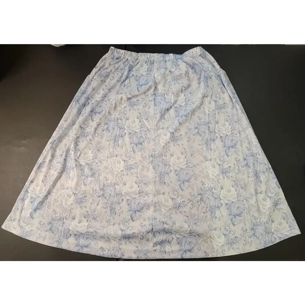 Blair Women's Blue White Floral 2 Piece Skirt Suit Set Size 16